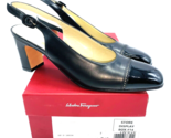 Salvatore Ferragamo Slingback Heels Patent Cap Toe- Black Leather, US 8.5AA - $219.78