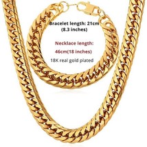U7 Stainless Steel statement Necklace And Bracelet Set Wholesale Gold Color Hip  - $56.15