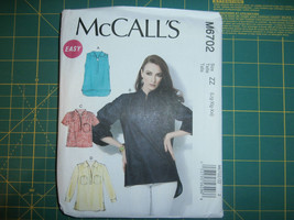 McCall's 6702 Size Lrg Xlg Xxl Misses' Tops Blouse Shirt - $12.86