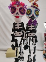 Halloween 2 Hanging Skeleton Stuffed Felt Colorful Male and Female - £15.87 GBP