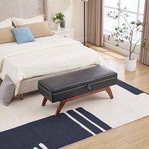 COOLMORE Teddy Wool Ottoman: Solid Wood, Storage Bed End Stool - €162,82 EUR