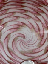 Murano Mid Century Pink White Gold Swirl Art Glass Cased Bowl Dish Italy - £67.21 GBP