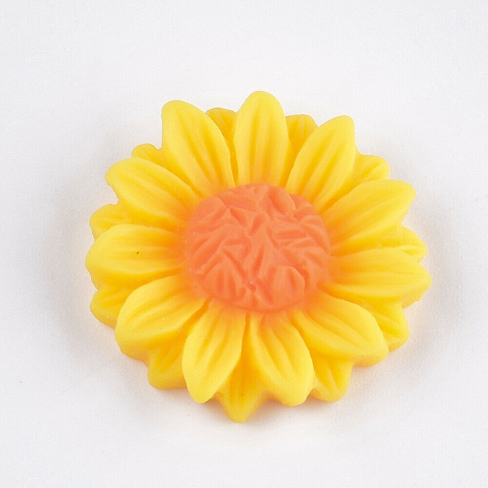 4 Sunflower Cabochons Resin Flatbacks Flower Flat Backs Daisy Findings Gerber