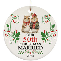 Our 50th Year Christmas Married Ornament Gift 50 Anniversary With Hamster Couple - £11.83 GBP