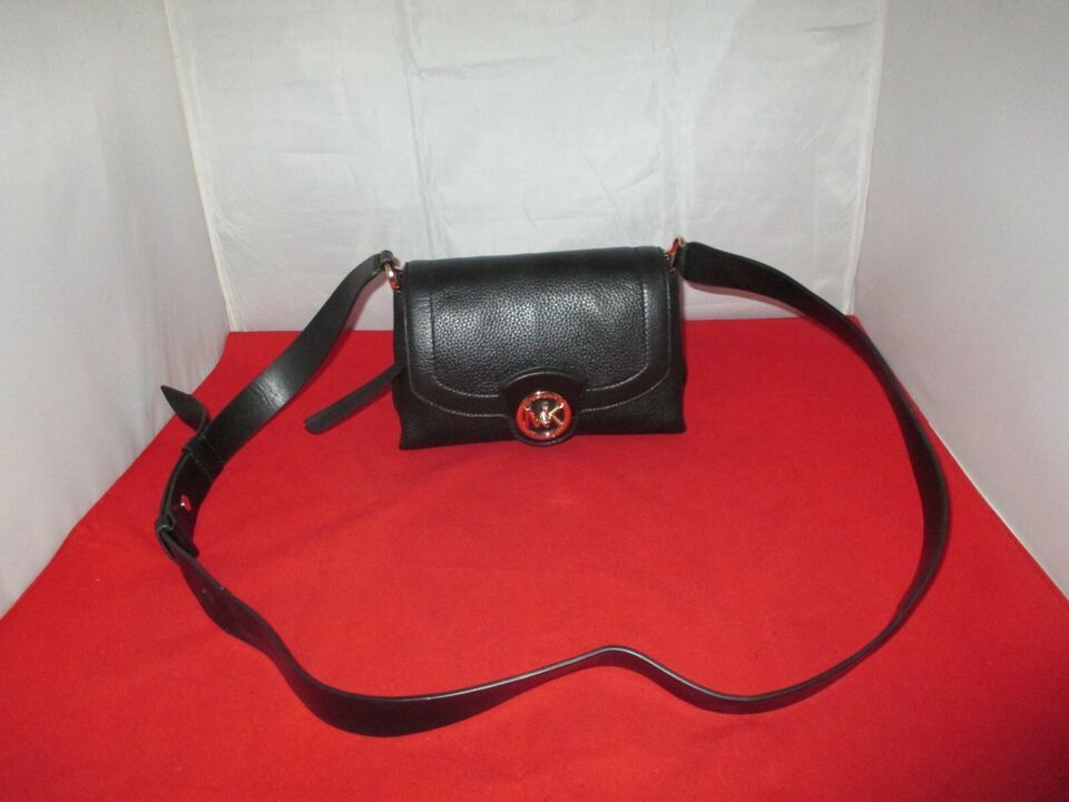Primary image for Michael Kors Bowery Leather Crossbody, Messenger, Shoulder Bag $228 Black  #3121