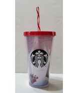 Starbucks Christmas Holiday Fox Travel Cold Cup Plastic Tumbler 16 oz Li... - £18.19 GBP