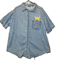 Pooh Blue Jean Shirt Womens Size Large Button Up Pocket Winnie The Pooh ... - £18.43 GBP