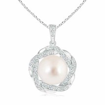 ANGARA South Sea Pearl Pendant with Braided Diamond Halo in 14K Solid Gold - £1,999.16 GBP
