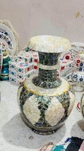 21&#39;&#39; Marble Flower Vase pot paua shell inlay white mop home room decor arts - $4,207.50