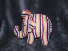 Baby Gap Kids Rainbow Stripe Knit Knitted Sweater Crochet Stuffed Plush Elephant - £23.38 GBP