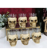 Ebros Grinning Skull Shot Glass Set of 6 Altar of Skulls Skeleton Ossuar... - $35.54 CAD