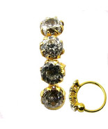 Ethnic Indian CZ Studded Nose Hoop Ring 14k Solid Real Yellow Gold  176 - $40.00