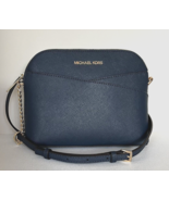 New Michael Kors Jet Set Travel Medium Dome Crossbody Leather Navy - $1,382.42 MXN