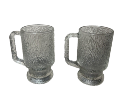 Crystal Ice Mugs Set of 2 Vintage Cups Footed Tumblers Textured Crystal ... - $11.30