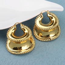 Women Large Hoop Earrings Lightweight Golden Brass Earrings Fashion Costume Jewe - £11.37 GBP