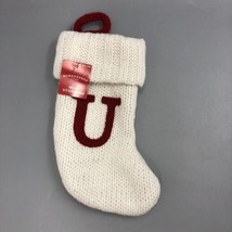 Wondershop Mini 7&quot; Christmas Stocking w/ Embroidered U Letter White Knit - £7.89 GBP