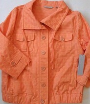 Laura Ashley Coat Jacquard Medium Melon Jacket Orange Polka Dot Full Zip... - $25.19