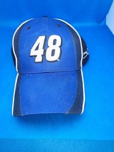 Jimmie Johnson Trucker Hat Valvoline NASCAR 48 Black Blue Ball Cap Strap... - $9.64