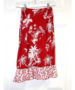 Faith Resort Wear Tropical Skirt Embellished Palm Trees Hula Girl Red Wh... - $543.23 MXN