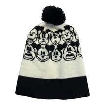 Vintage Disney Mickey Mouse Faces Pom Beanie – Garon Knitting Mills – Black & Wh - $447.35 MXN