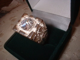  Mens Sterling Silver Russian CZ Nugget Ring - $40.00