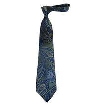 Men's 100% Silk Necktie By Bruno Piattelli Paisley Floral Fancy BP12 Blue Green image 3