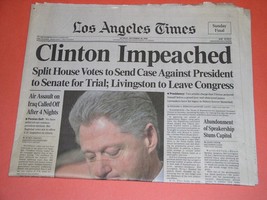 Bill Clinton Impeachment Newspaper Vintage 1998 L.A. Times - £23.63 GBP
