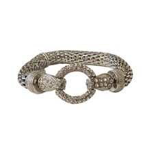Silver Tone Mesh Tube Crystal Magnetic Fashion Bracelet  - £18.19 GBP
