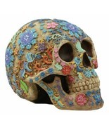 Colorful Day Of The Dead Floral Sugar Skull Statue Dias De Los Muertos S... - £39.95 GBP