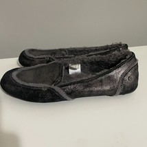 UGG Slippers Womens Size 10 Hailey Metallic Moccasins Shearling Suede Black Gray - £29.40 GBP