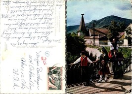 France Ribeauvillé Picturesque Alsace Boy and Girls Bridge Posted VTG Postcard - £7.56 GBP