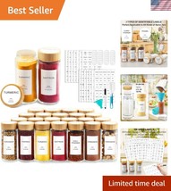 Complete Organizing Set: 24 Glass Spice Jars with Labels and Silicone Fu... - $45.00