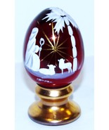 FENTON ART GLASS RUBY RED MANGER SCENE J. CUTSHAW PEDESTAL EGG~LTD ED #2... - €76,84 EUR