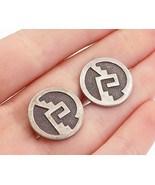 MEXICO 925 Sterling Silver - Vintage Oxidized Pattern Round Cufflinks - ... - $76.89 CAD