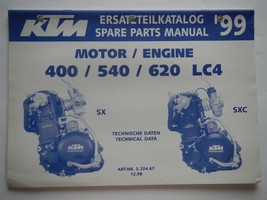 1999 KTM Spare Parts Manual Engine motor 400 540 620 LC4 SX SXC English German - £27.05 GBP