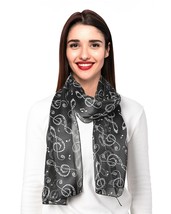 CBC CROWN Treble Clefs Theme Lightweight, Silk-Feeling Fashion Scarf - £7.96 GBP