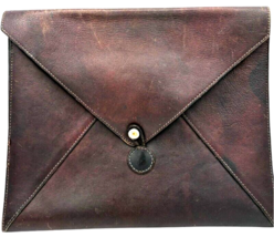 wilsons leather pelle studio envelope portfolio case brown pebbled leather - $425.47 MXN