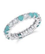 Authentic CRISLU Brilliant Cut CZ and Turquoise Eternity Band Ring, size 7 - $2,778.58 MXN