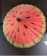 Vtg Watermelon Design Asian Japanese Bamboo Wood &amp; Rice Paper Umbrella P... - $1,494.72 MXN