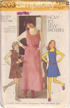 Simplicity Pattern 5203 Sz 11/12 Teens Juniors Jumper 2 Lngths Neckline Interest - $3.00