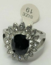 NEW Black Faceted Quartz With Crystals Women&#39;s Size 9 US Ring - £6.34 GBP