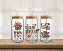 Best Teacher Ever | UV DTF 16oz Glass Can - $75.62 MXN