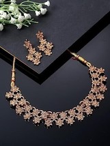 Gold Plated Gold AD Stone Kundan Stone Collar Bone Necklace Set Earring Jewelry - $16.82