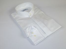 Mens CEREMONIA Pastor Shirt 100% Cotton Turkey Banded Collar #stn 13hyk White image 4