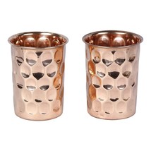 Handmade Copper Drink Glass Diamond Gift Set Handcrafted Look 300ml 2-Piece  - £9.78 GBP