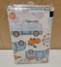 Fall Perfect Harvest Tablecloth Rectangular 52 in x 70 in Little Blue Truck - £11.66 GBP