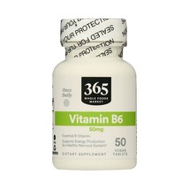 365 Whole Foods Supplements, Vitamin B6 50mg 50 Vegan Tablets - £15.54 GBP