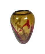 Italian Glass Retro Freeform Amber Red Abstract Bubble Vase 7.5&quot; Classic... - $2,025.40 MXN