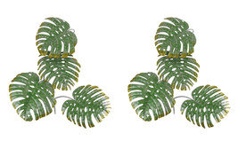 Set of 2 Green 17 Inch Metal Palm Leaf Sculptures Wall Hanging Tropical Decor - £67.83 GBP