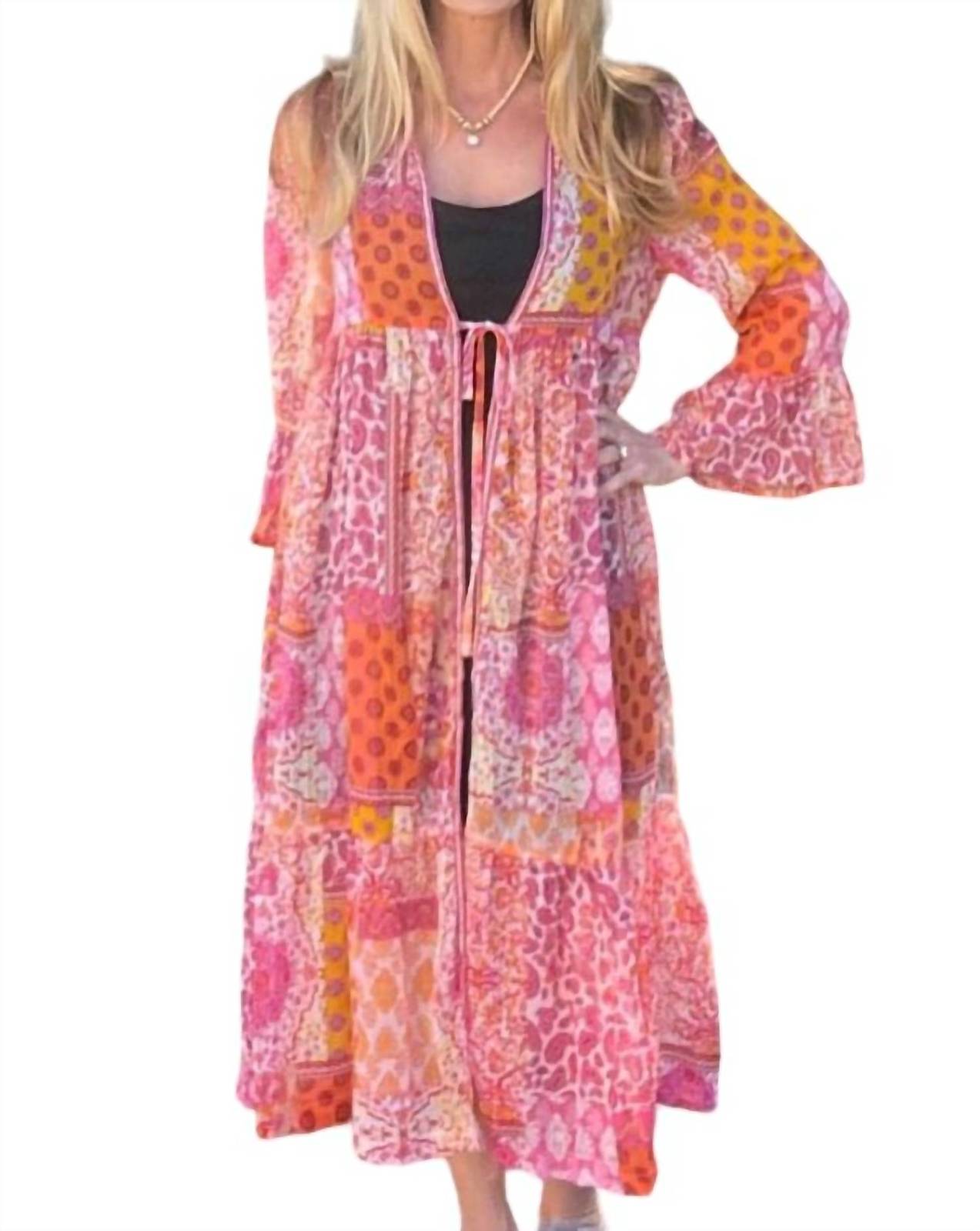 Umgee lurex metallic kimono in Pink Mix